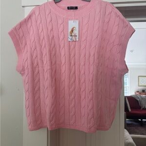 PrettyGarden Pink Cable Knit Sweater